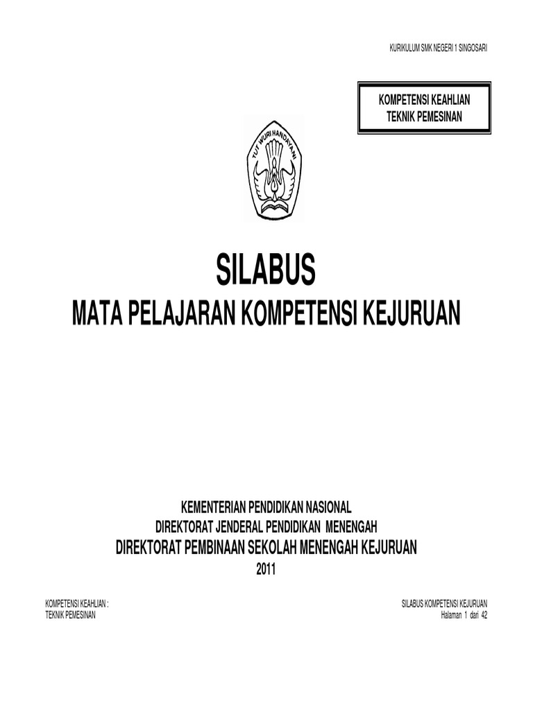 Silabus Kompetensi Kejuruan Teknik Pemesinan