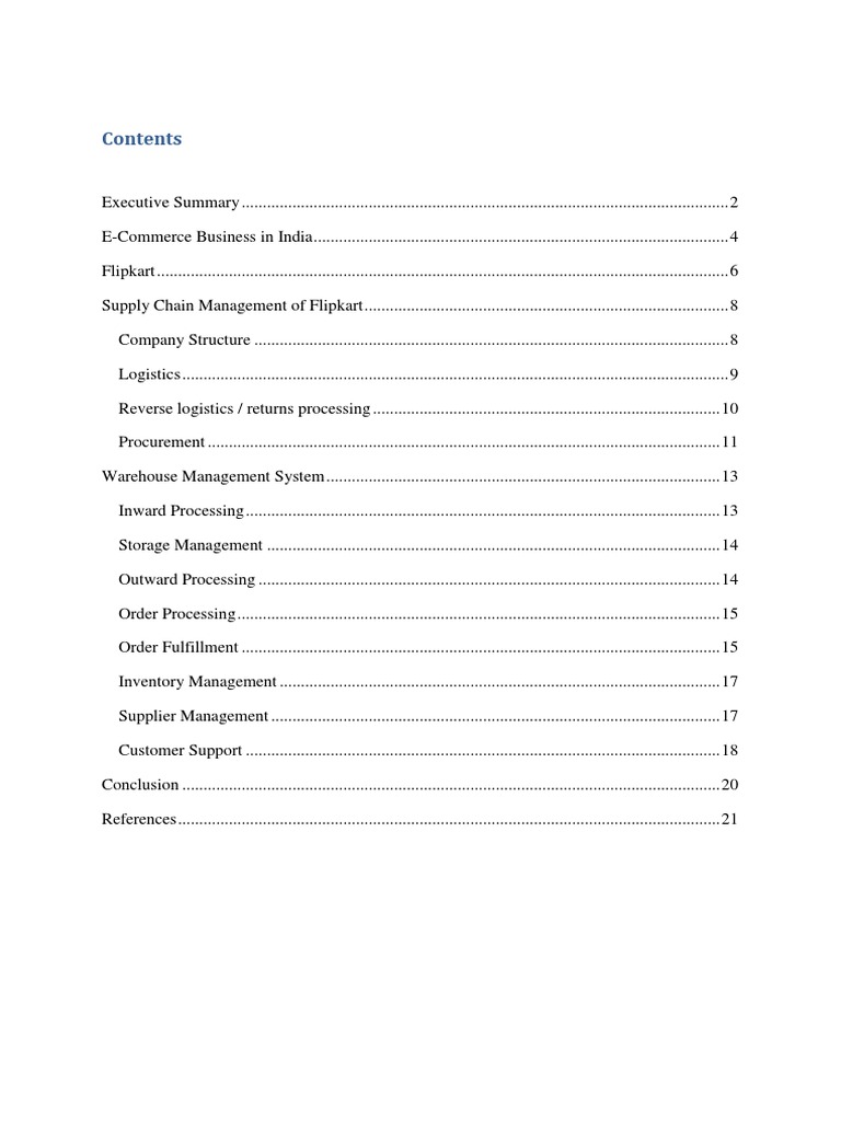 Flipkart Supply Chain Management PDF Online Shopping Retail