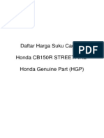 Daftar Harga Suku Cadang Honda CB150R STREETFIRE