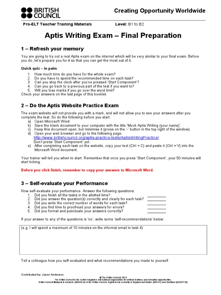 Mock Aptis Test | PDF | Style (Fiction) | Test (Assessment)