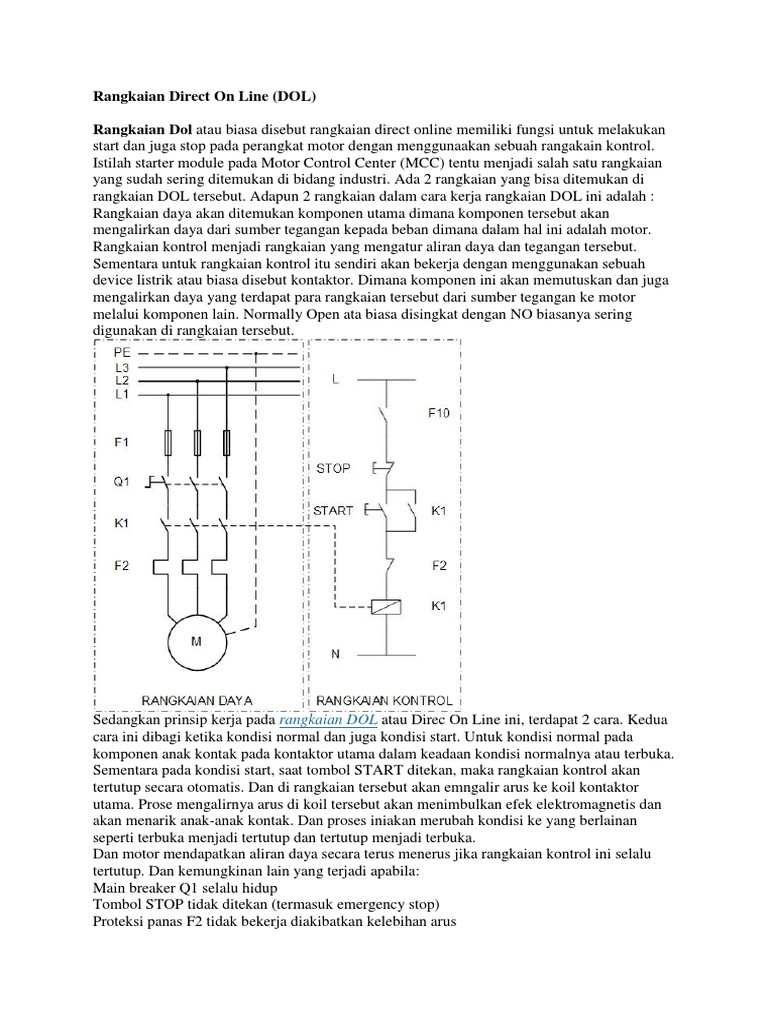 Rangkaian Direct On Line (DOL) Motor | PDF | Teknologi & Rekayasa