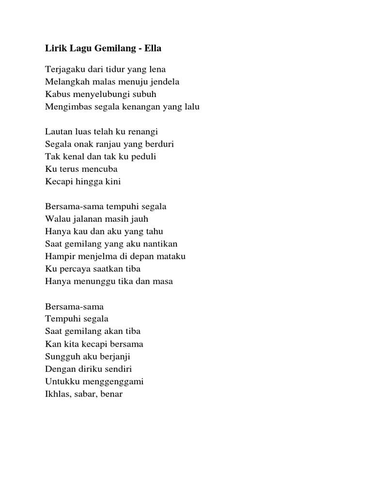 Lirik Lagu Gemilang