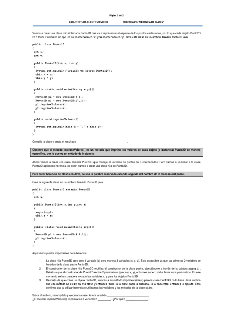 Herencia de Clases en Java | PDF | Herencia (Programación Orientada a ...