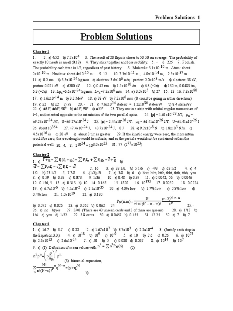 Statistical Mechanics Problem Solutions | PDF | Mechanical Engineering ...