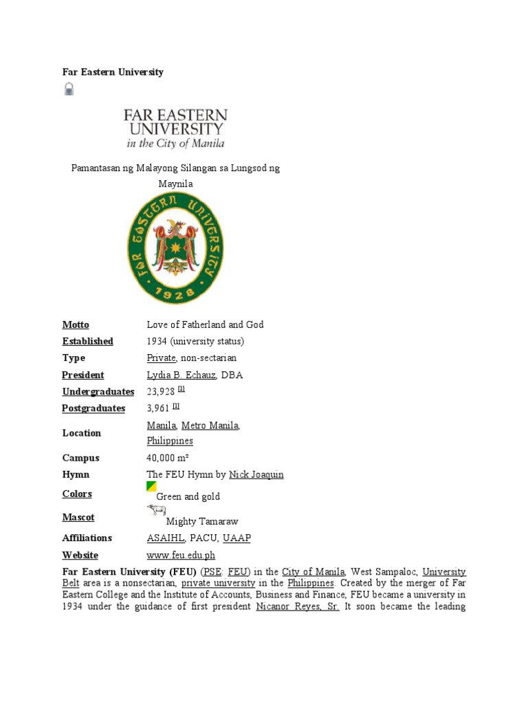 Far Eastern University Overview | PDF | Art