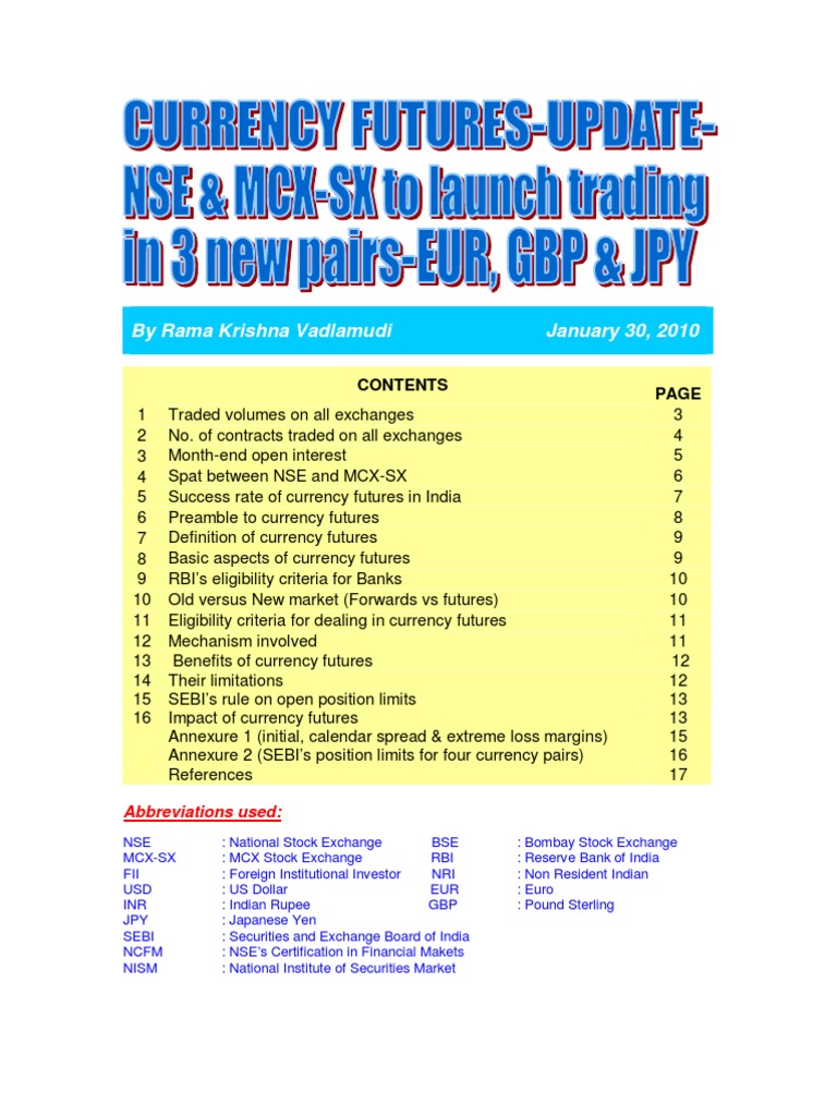 Currency Futures In India Update Nse Mcx Sx To Launch Trading In 3 - 