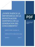 Donde Radica La Importancia de La Investigacion Cientifica de La Generacion Del Conocimiento