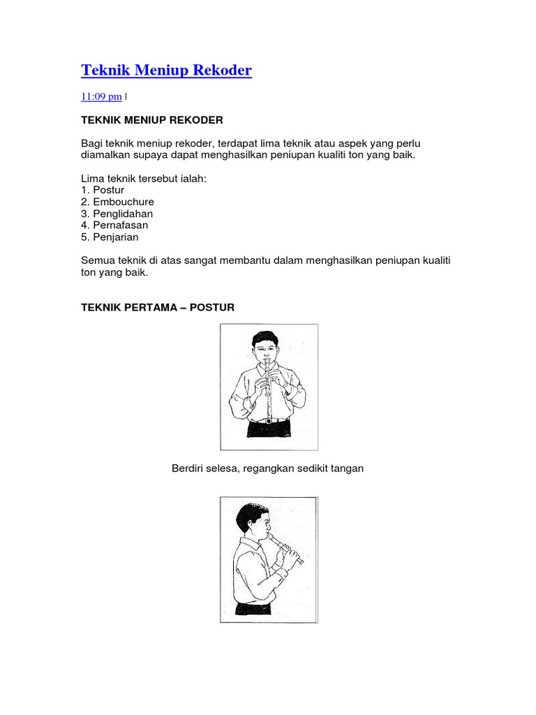 Teknik Meniup Rekoder untuk Pemula | PDF | Kajian Bahasa Asing | Seni ...