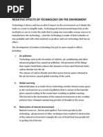 Download NEGATIVE EFFECTS OF TECHNOLOGY ON THE ENVIROMENT by King Everest SN216891470 doc pdf