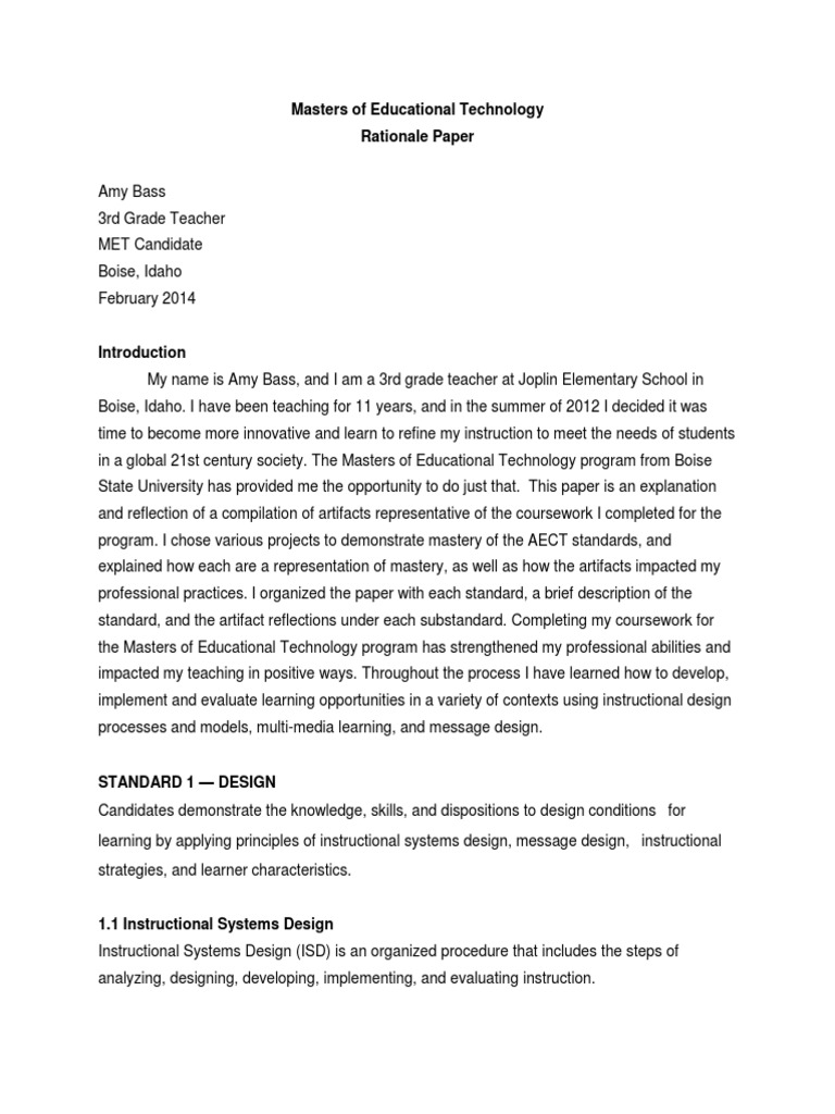 Essay rationale example picture