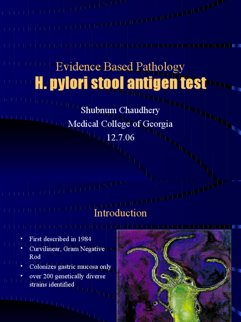 H. Pylori Stool Antigen Test Indigestión Infección