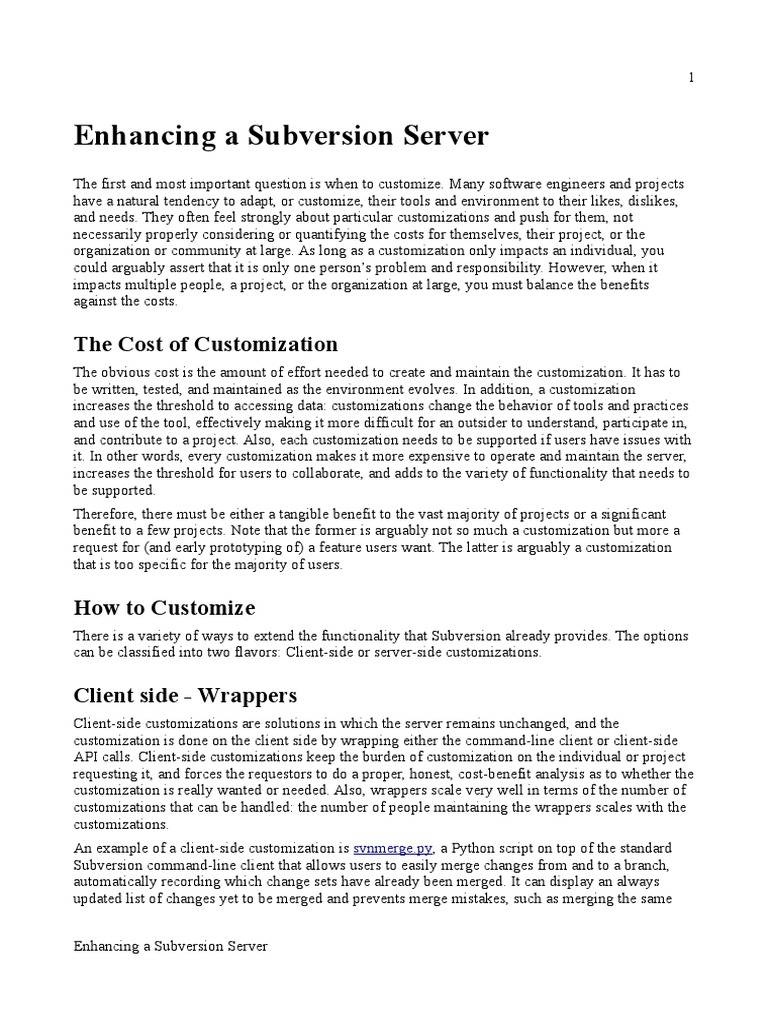 Optimize Subversion Server Customization | PDF | Server (Computing ...