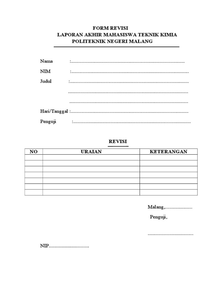 Form Revisi | PDF | Teknologi & Rekayasa
