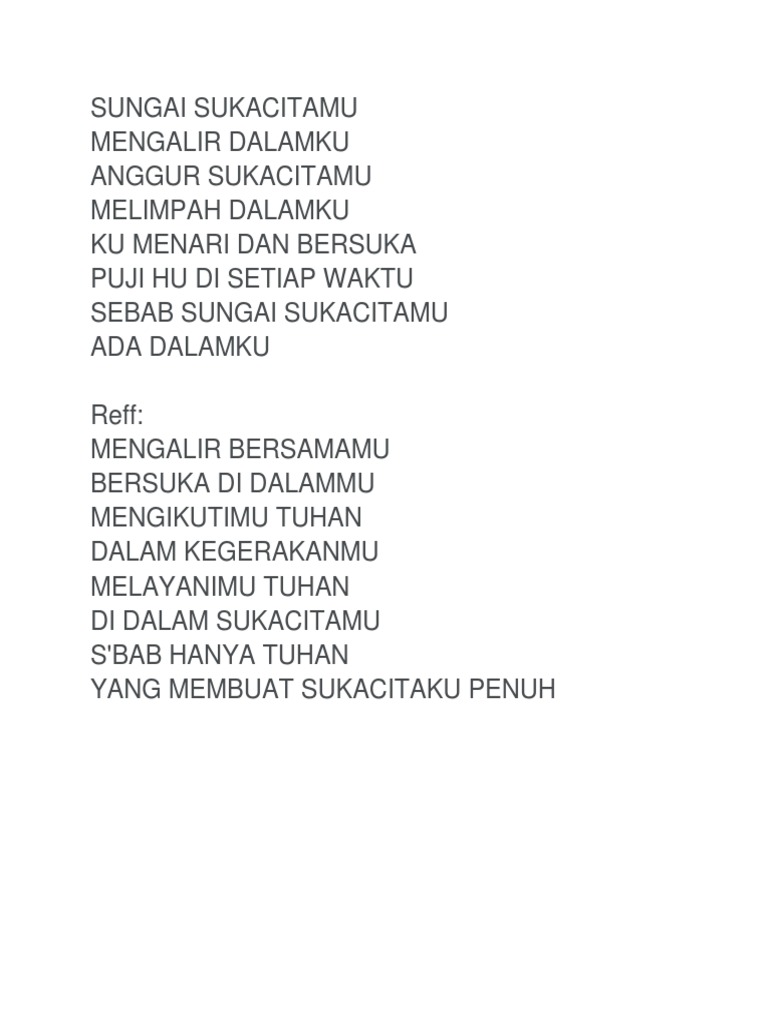 Lirik Sungai Sukacitamu