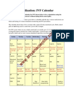 Sample IVF Calendar Schedule