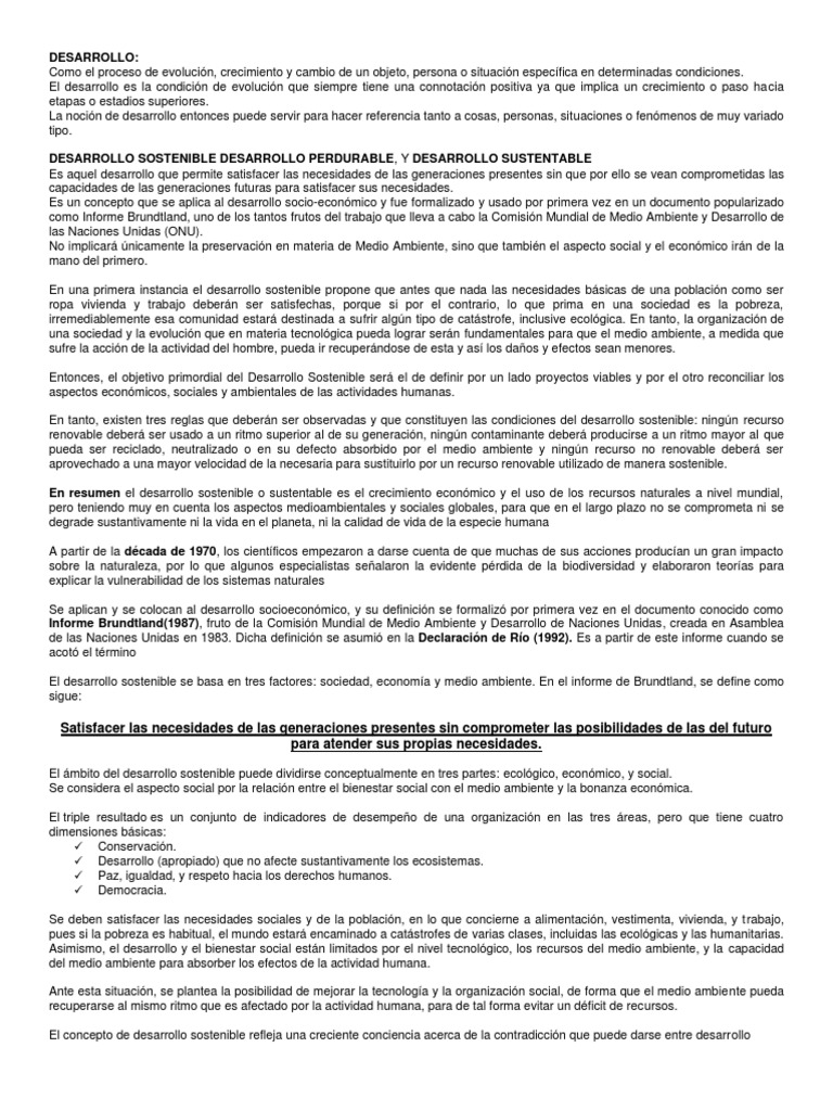 DESARROLLO sustentable antecedentes