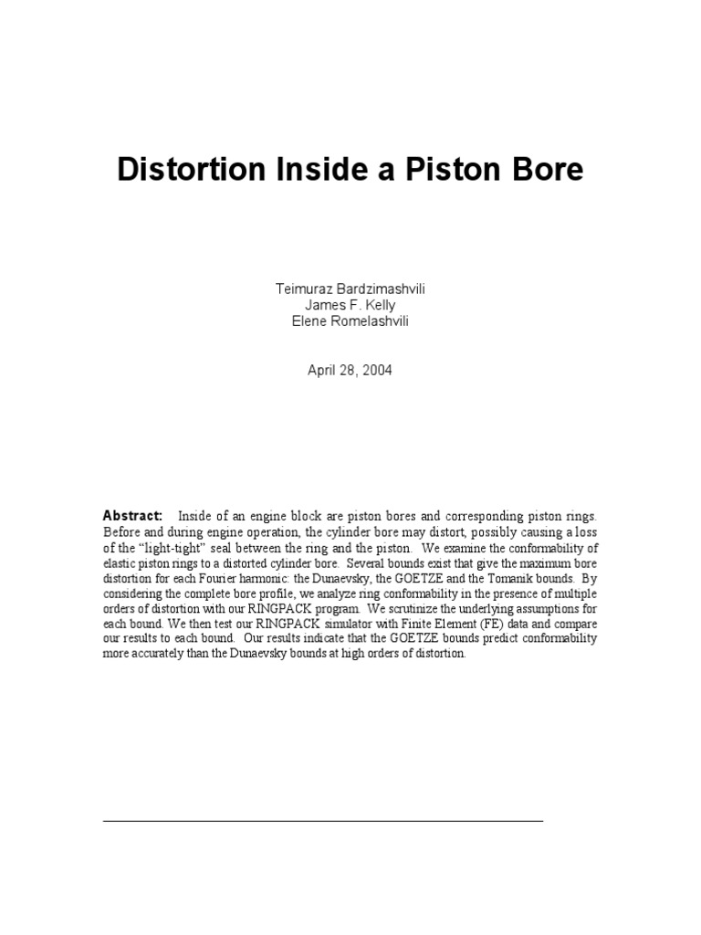 Distortion Inside A Piston Bore PDF Cylinder (Engine) Piston