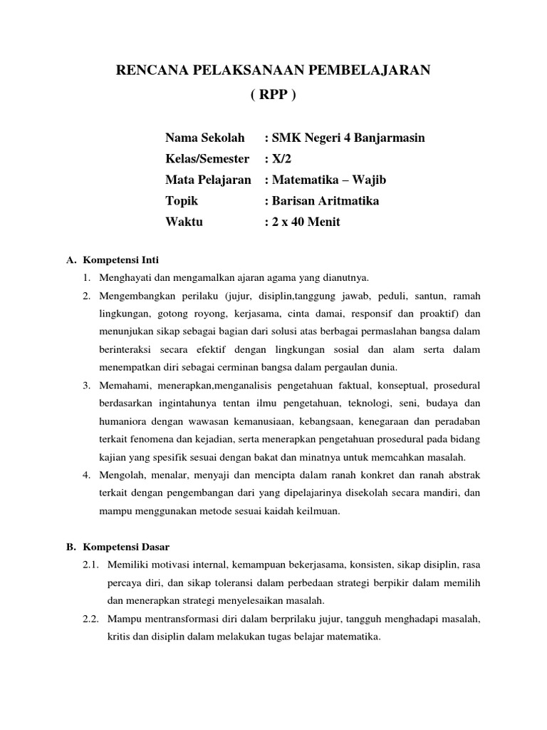 Contoh RPP Kurikulum 2013