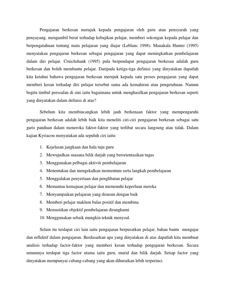 Pengajaran Berkesan Pdf