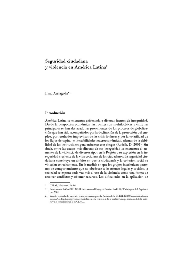 Seguridad Ciudadana y Violencia en America Latina | PDF | Ciencias ...