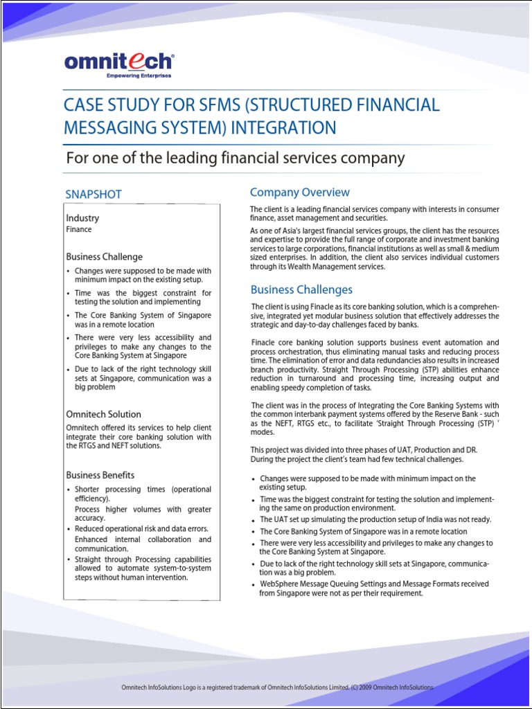 SFMS Integration for Core Banking Efficiency | PDF | Business ...