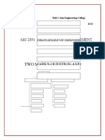 Two Marks Question And: MG 2351 Principles of Management