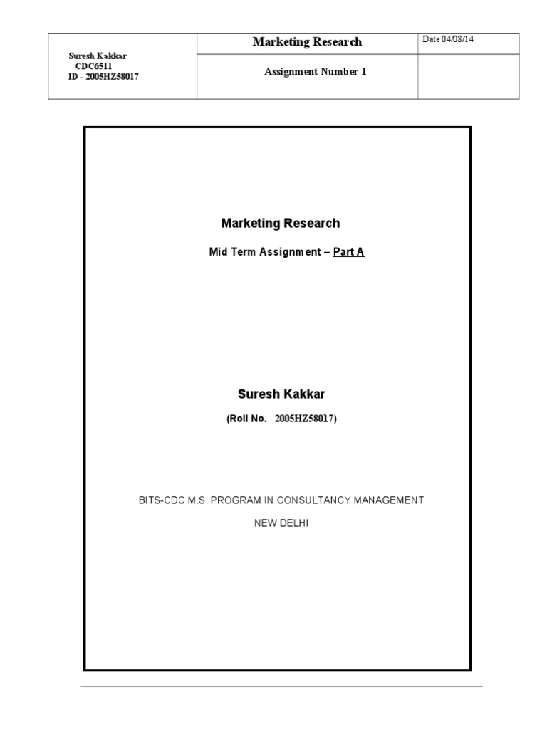 Marketing Research: Assignment Number 1 | PDF | Marketing Research ...