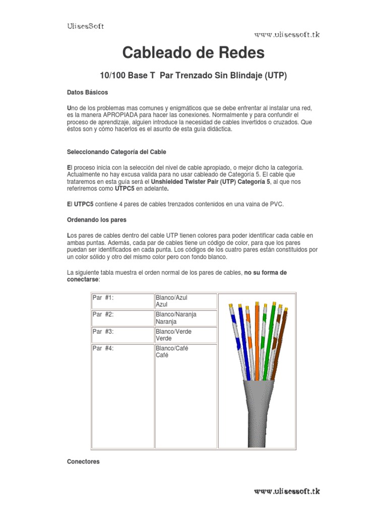 Orden de colores para cables RJ45 UTP | PDF | Electrónica | Science