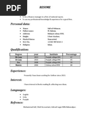 Cv resume
