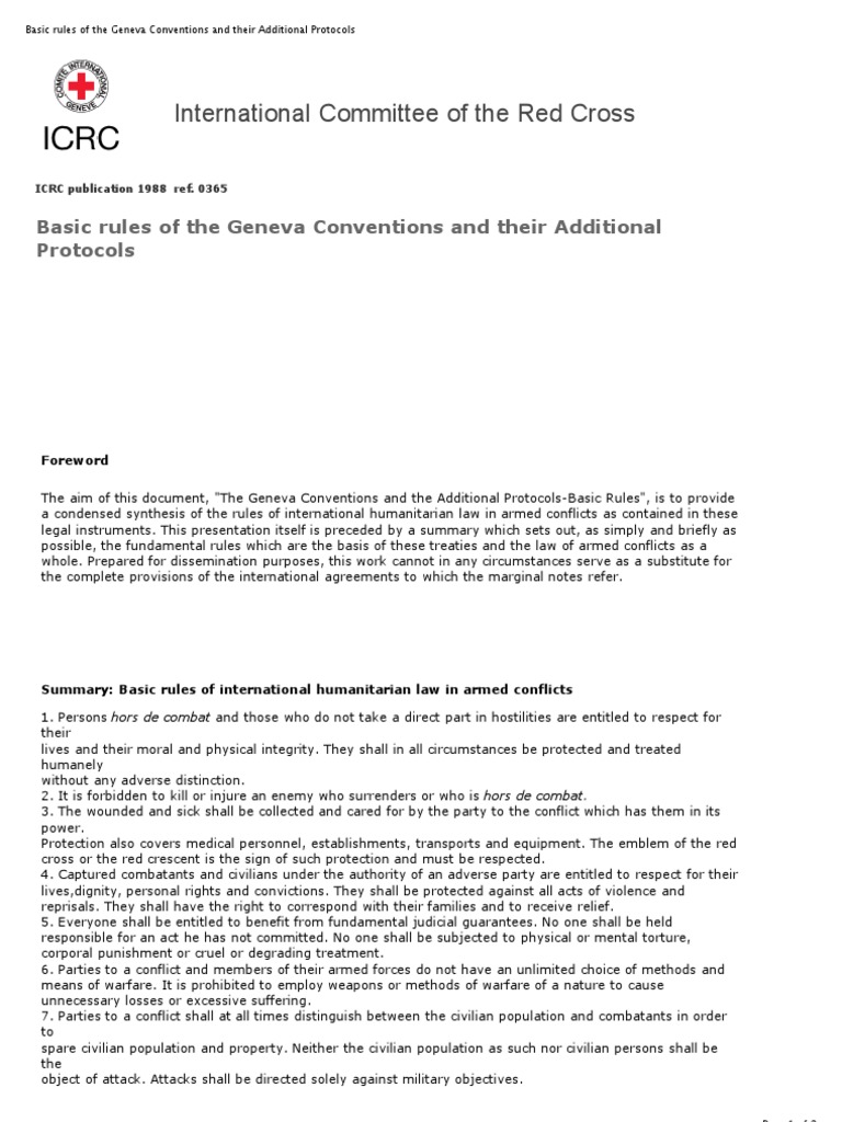 Basic rules of the Geneva Conventions and their Additional