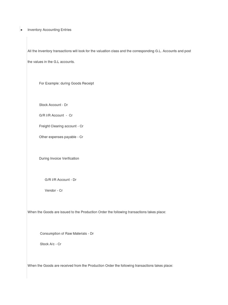 SAP Inventory Accounting Entries | PDF | Debits And Credits | Cheque