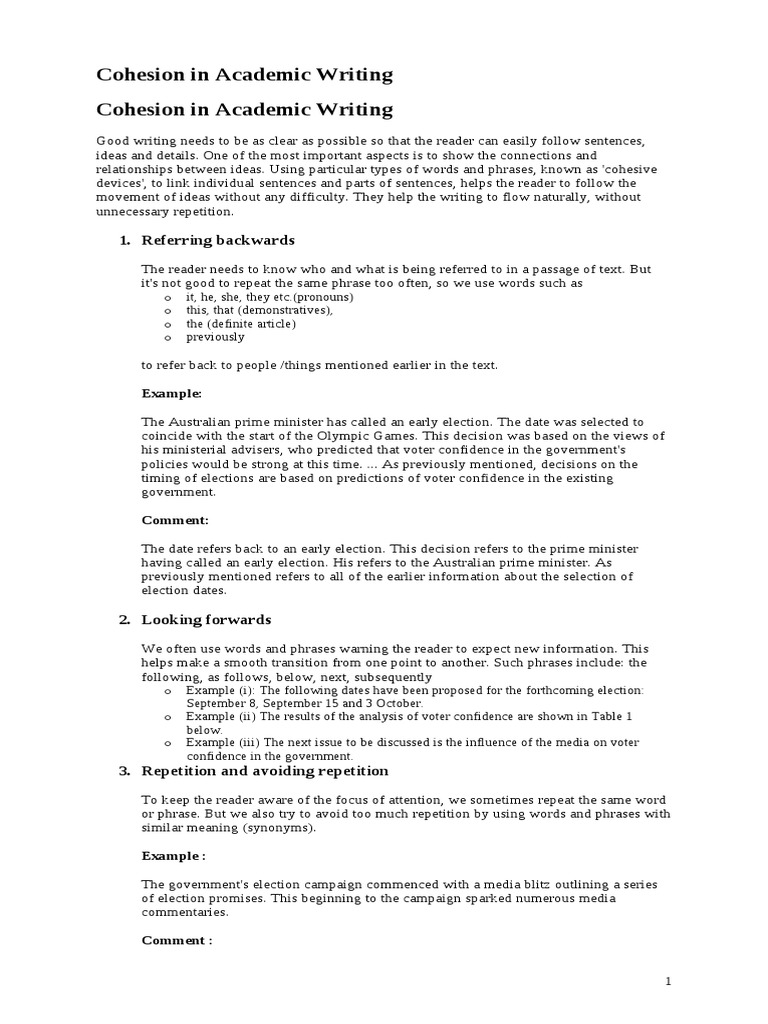 Enhancing Cohesion in Academic Writing | PDF | Phrase | Sentence ...