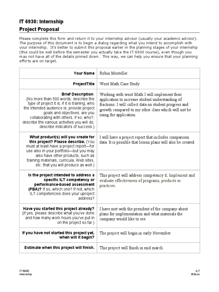 IT 6930 Internship Project Proposal | PDF | Internship | Job Hunting