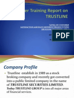 Level of Customer Satisfaction Amongst Different Product Types Trustline Securities - Ltd.