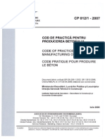 Cod de Practica Pentru Producerea Betonului CP 012-2007
