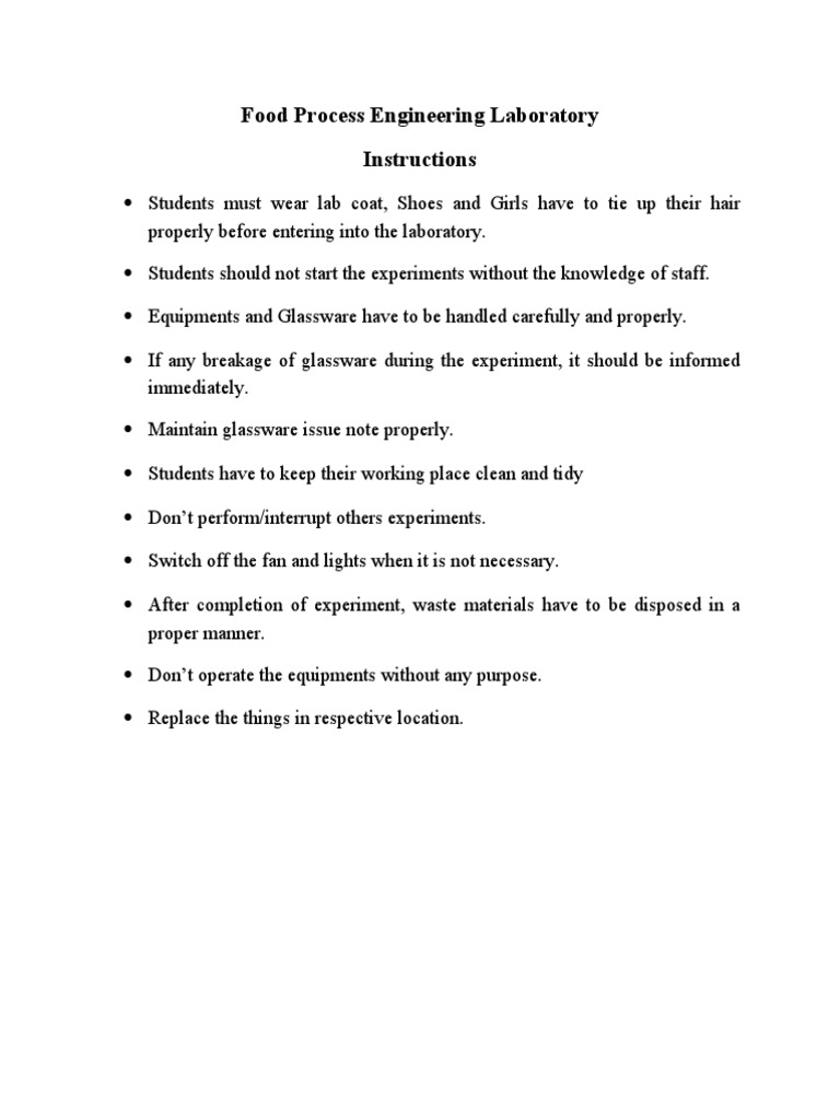 Food Engineering Lab Safety Guidelines | PDF | Home & Garden