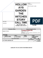 Call Sheet For Witches Story - 11:04:2014