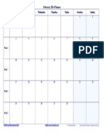 February 2014 Planner: Monday Tuesday Wednesday Thursday Friday Saturday Sunday