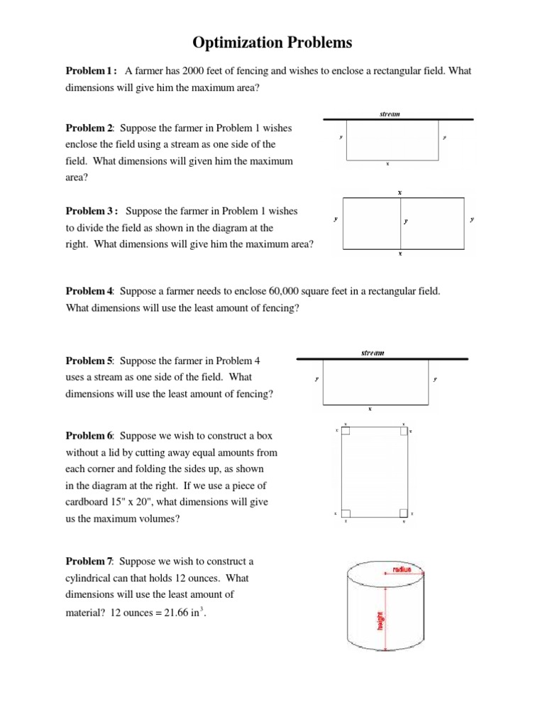 05 Optimization Problems | PDF | Rectangle | Volume