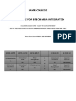 Btech Integrated Time Table