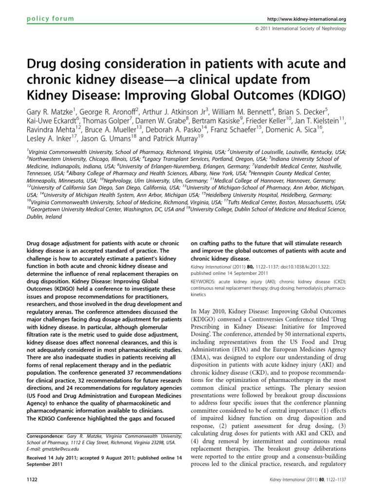 Renal Drug Dosing Guidelines Update | PDF | Renal Function | Chronic ...