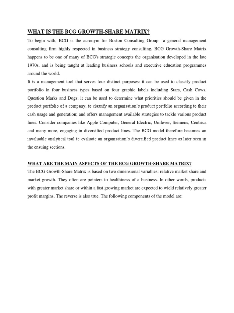 What Is The Bcg Growth Pdf Strategic Management Diversification