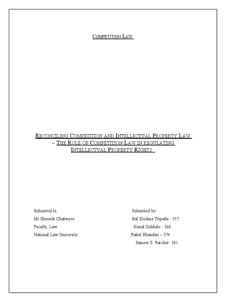 Competition Law and IPR PDF Intellectual Property Competition Law