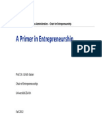 Api Iet Hi A Primer in Entrepreneurship: Prof. Dr. Ulrich Kaiser Chi Fet Hi Chair of Entrepreneurship Universität Zürich