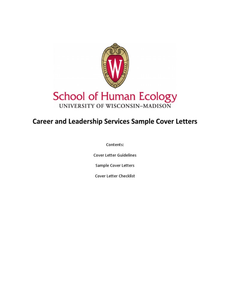 Sohe Cover Letter Book PDF Leadership University Of WisconsinMadison