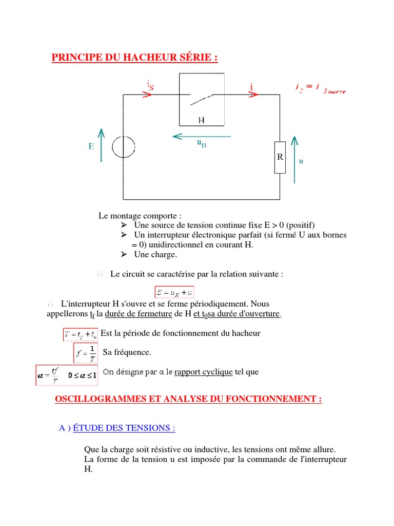 Fonctionnement du Hacheur Série | PDF | Inductance | Courant continu ...
