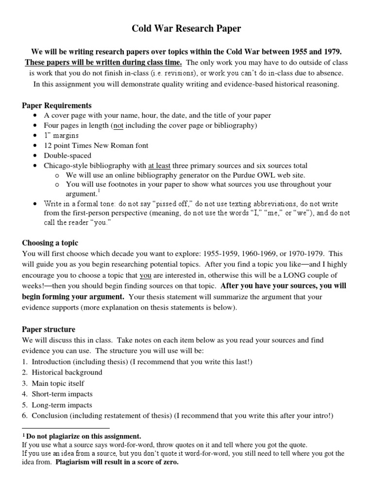 cold war term paper