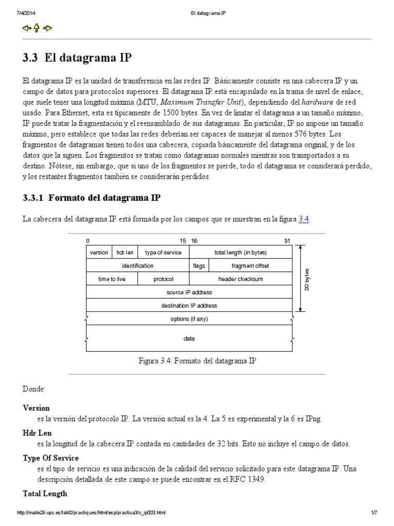 El Datagrama IP | PDF | Protocolos de internet | Enrutador (Computación)
