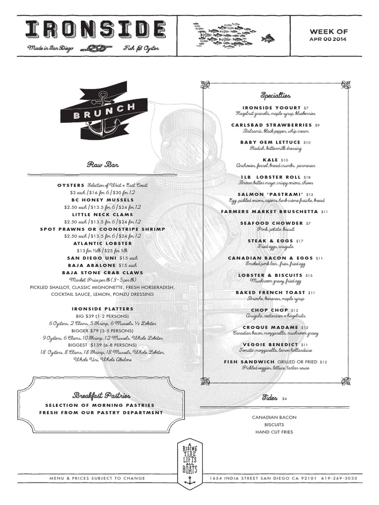 Ironside Menu and Cocktail Rose Salad