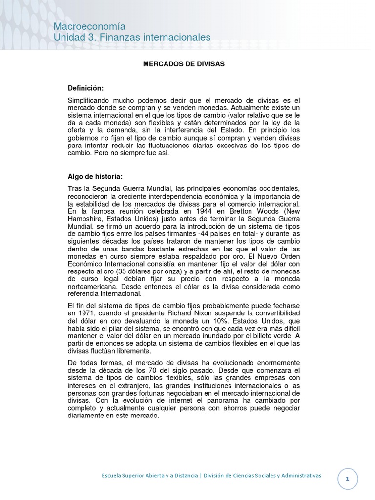 Mercados de Divisas | PDF | Tipo de cambio | Mercado de divisas